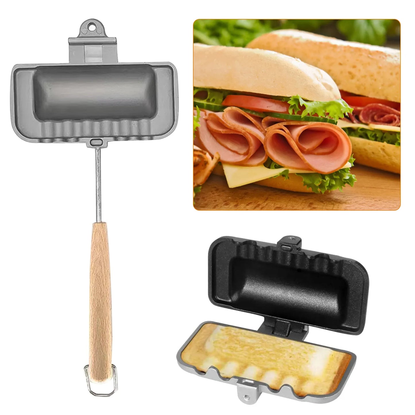 Double-Sided Non-Stick Foldable Sandwich Frying Pan Grill