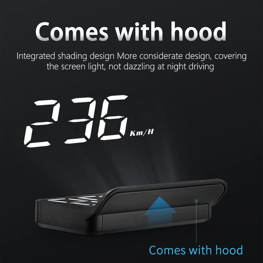 Car Head-Up Display with Speed, Mileage, Temperature, and Voltage